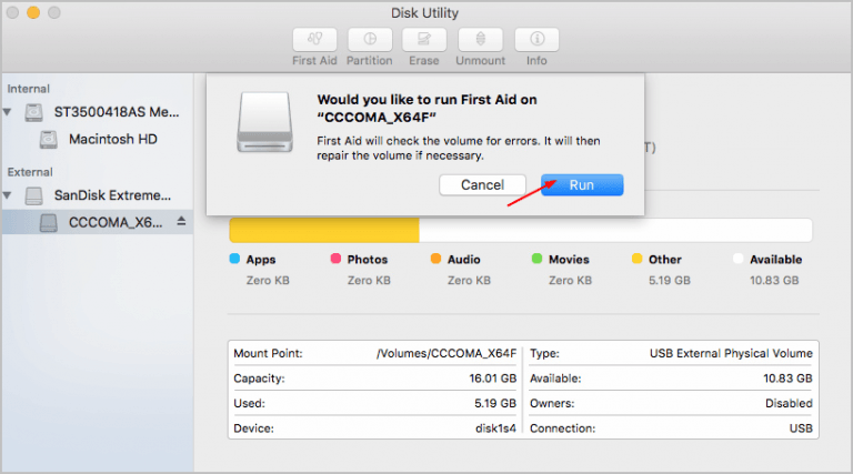 external drive not showing up in disk utility