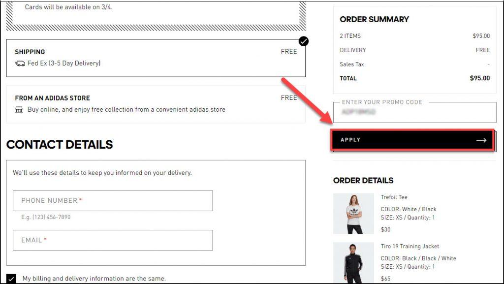 adidas official site promo code