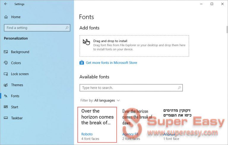 how to install fonts on windows 10 for all users