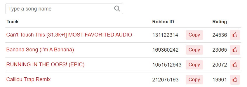 roblox song id list
