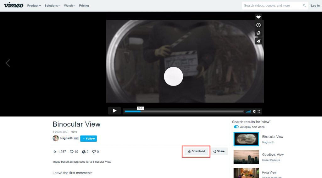 download video from vimeo to pc