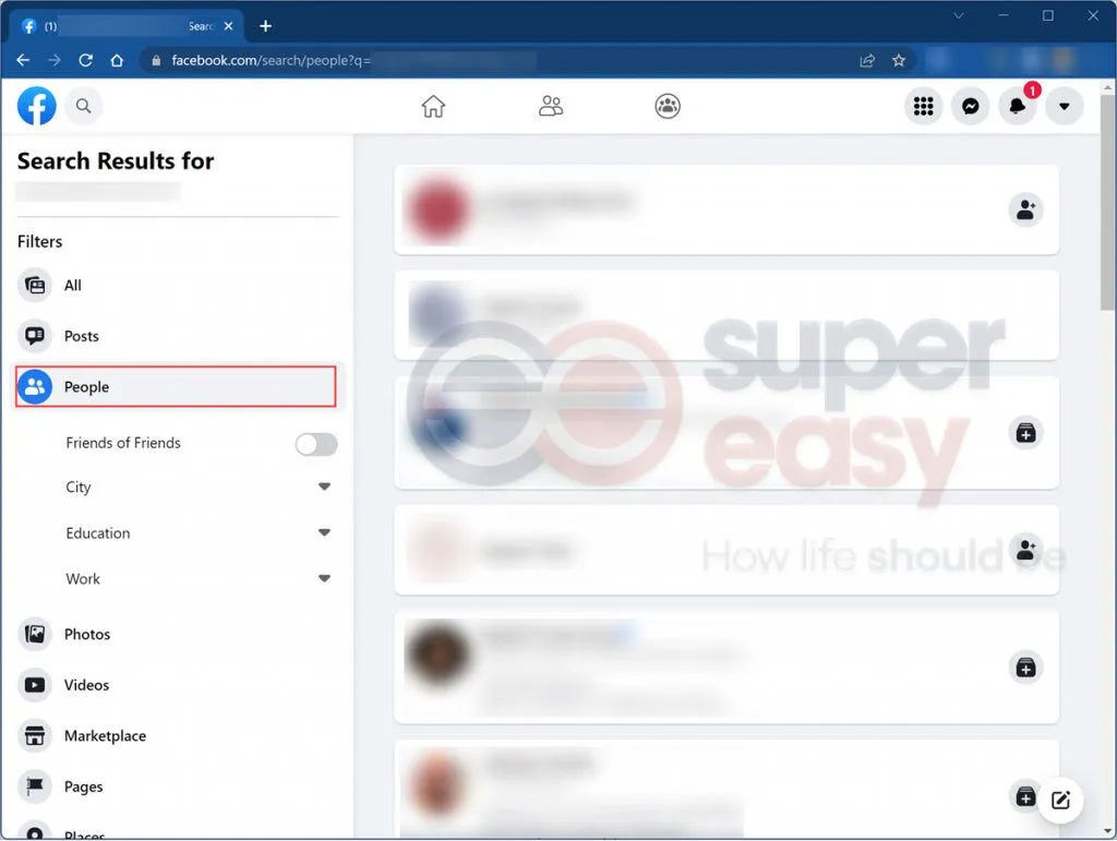 Facebook search people